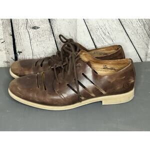 BOC Born Concept Women’s Oxford Shoes Lace Up Flat Brown Leather Size 7.5